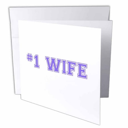 3dRose #1 Wife - Number One award for worlds greatest and best wives - purple text Wedding anniversary, Greeting Cards, 6 x 6 inches, set of