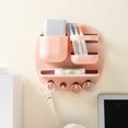 thumbnail image 4 of Wall Storage Self-Adhesive Shelf Classification Organizer with Hooks Door Hanging Rack Kitchen Bathroom Key Container White, 4 of 10