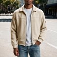 thumbnail image 2 of Jjayotai Men's Zip Up Jacket Collared Bomber Sleeve Pocket Utility Outerwear Casual Loose Fit Fall Winter Streetwear Ribbed Cuffs, 2 of 6