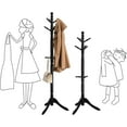 thumbnail image 5 of VASAGLE Solid Wood Coat Rack and Stand, Free Standing HallCoat Tree with 10 Hooks for Hats, Bags, Purses, for Entryway, Hallway, Rubberwood, Ink Black, 5 of 8