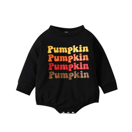 

Boys Girls Long Sleeve Letter Pullover Romper Sweatshirt Bodysuits Baby Clothes Boy Kids Halloween Sweatshirt Toddler Pumpkin Sweater