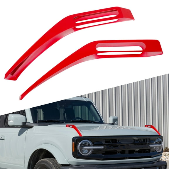 Unique Bargains Engine Hood Hinge Cover for Ford Bronco 2021 2022 2023 2024 Front Hood Trail Sight Trim Cover Hood Side Release Handles Decoration Bezels Trim ABS Bright Red Decor 1 Pair