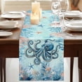 thumbnail image 3 of Table Runners 108 Inches Long Dress Scarves, Coastal Octopus Blue Farmhouse Coffee/Dining/Kitchen Table Runner for Living Room, Summer Beach Nautical Coral Starfish 13x108 Inch, 3 of 9