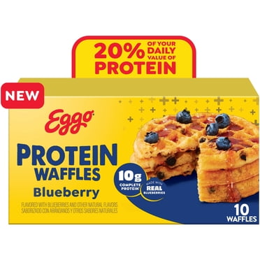 Eggo Protein Blueberry Waffles, Frozen Breakfast, 12.3 oz, 10 Count