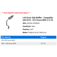 thumbnail image 2 of Left Driver Side Muffler - Compatible with 2010 - 2013 Acura MDX 3.7L V6 2011 2012, 2 of 2