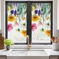 thumbnail image 2 of Spring Floral Window Privacy Film, Yellow Pink Flowers Farmhouse Botanical Static Cling UV Sun Blocking Heat Control Window Tint Day and Night, Non-Adhesive One Way Privacy Cover 17.7''x39.3'', 2 of 7