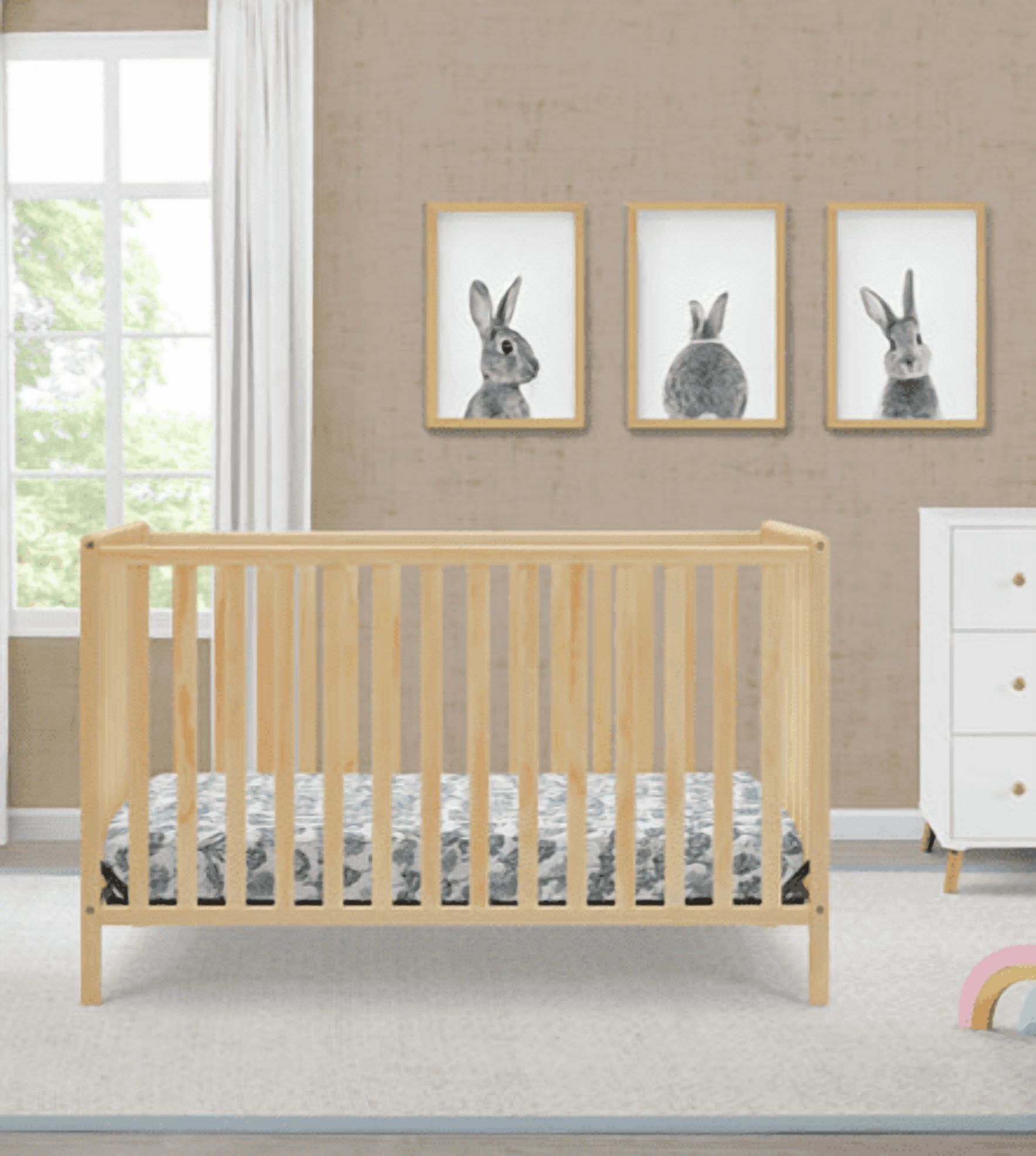 Delta Children Heartland 4-in-1 Convertible Crib - Greenguard Gold Certified, Natural Pine