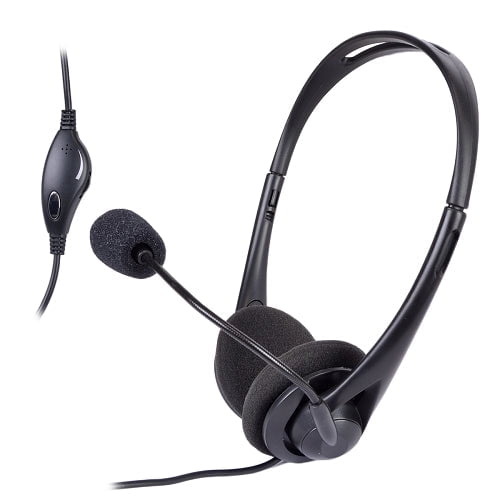 Stereo Headset w/Flexible Boom Microphone, Inline Volume Control & 3