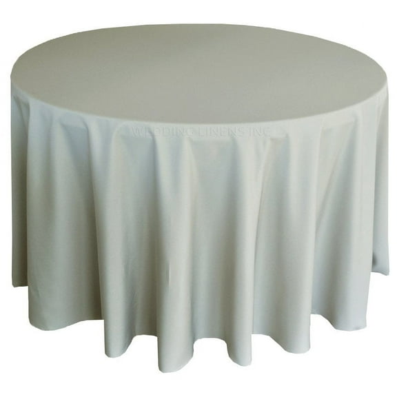 Wedding Linens Inc. 90" Premium(200 GSM) Round Polyester Linen Tablecloth for Wedding, Party, Events, Party, Home use - Silver