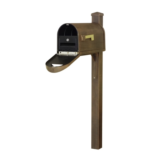 Special Lite Products SCC1008-SPK720-CP-LB998 Classic Curbside Mailbox wtih Locking Insert & Wellington Direct Burial Mailbox Post Smooth