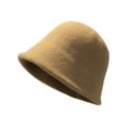 thumbnail image 3 of Opolski Round Dome Short Brim Thick Warm Bucket Hat Women Winter Knitting Wool Basin Hat Fashion Accessories Khaki, 3 of 8
