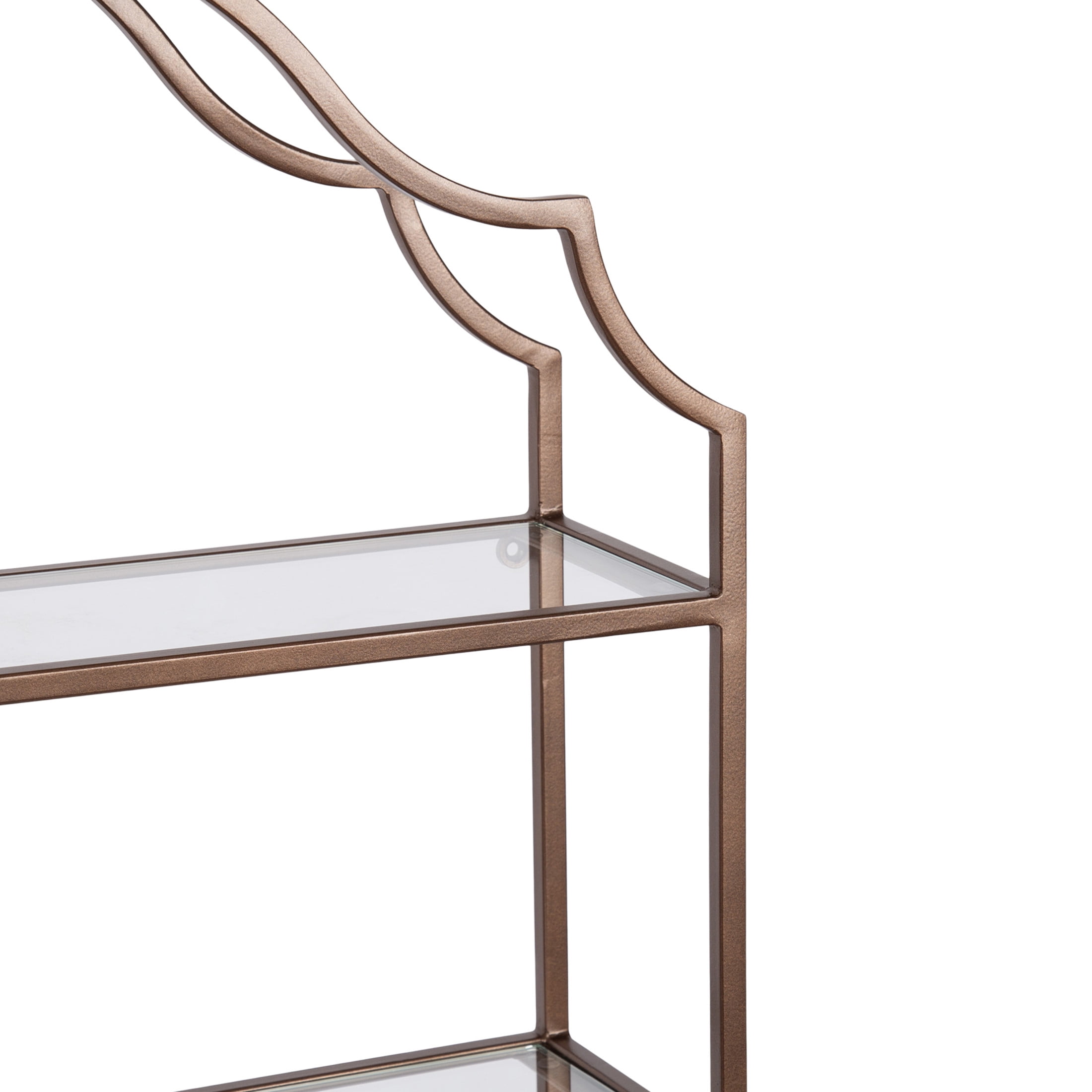Kate and Laurel Leanna Scalloped Three-Tiered Wall Shelf, 20 x 6 x 32, Bronze, Decorative Floating Shelf Storage and Wall Organizer for Bathroom Over Toilet Storage or Display