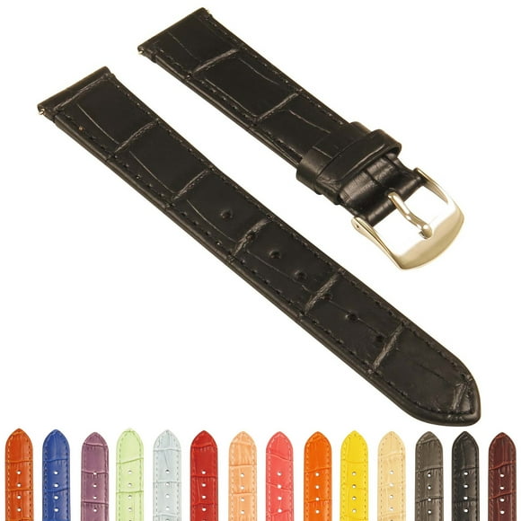 StrapsCo Bracelet de Montre en Cuir pour Femmes Crocodile Gaufré - Bracelet à Libération Rapide - 10mm 12mm 14mm 16mm 18mm 20mm 22mm 24mm