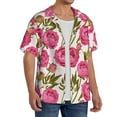 thumbnail image 2 of Uemuo Rose Flowers Pattern Cotton Linen Short Sleeve Shirts,Casual Lightweight Button Down Shirts,Vacation Beach Summer Tops-Small, 2 of 7