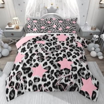 Feelyou Leopard Cheetah Print Twin Comforter Sets, Polkadots Stars Bedding Set, 2 Pieces