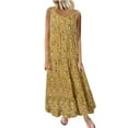 thumbnail image 2 of Sakmal Dresses for Women Yellow Maxi Dresses Oversize Cotton and Linen Boho Sleeveless Tiered Plus Size Summer Dresses, 2 of 9