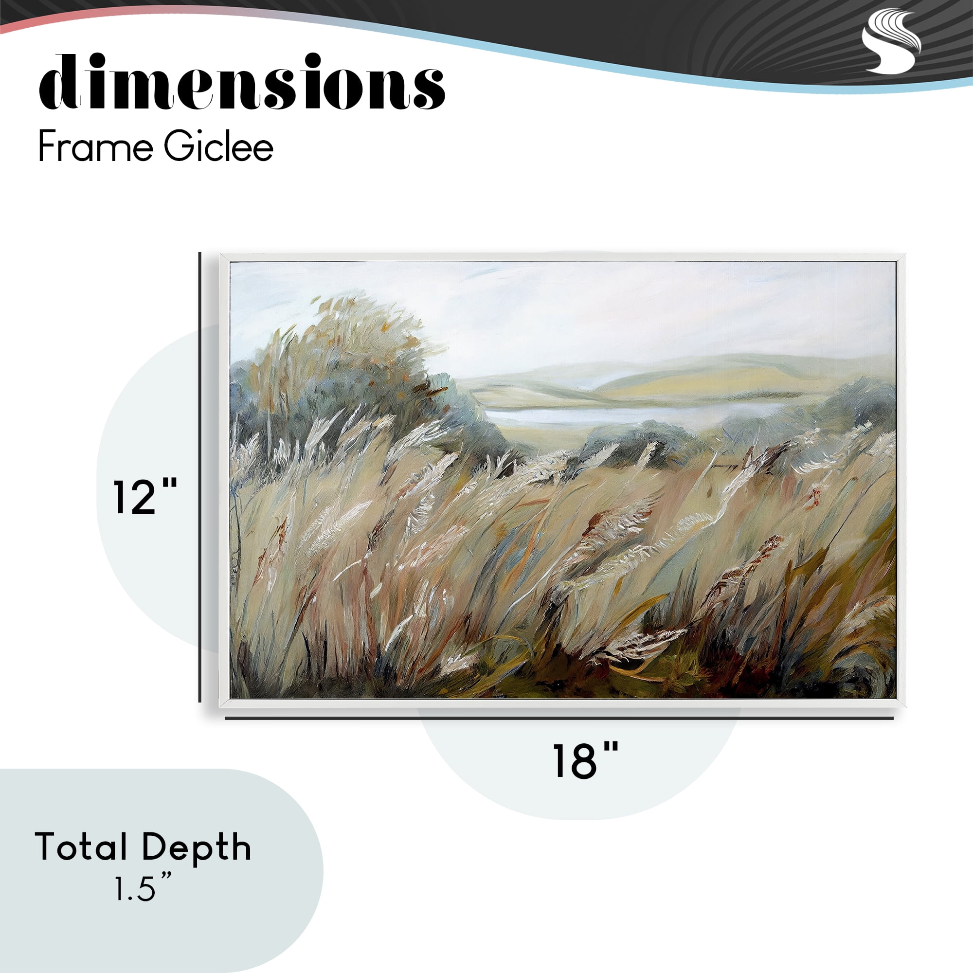 Windy Meadow Distortion White Framed Giclee Art, design by Sasha
