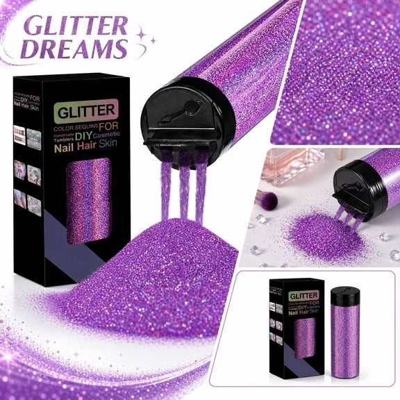 Holographic Glitter Fine Magic Powder Flash Sequins Art Shimmer Dust Decoration 1.76oz/50g for Snowglobe Tumbler,Craft,Epoxy Resin,Festival Decor,Nail,Slime