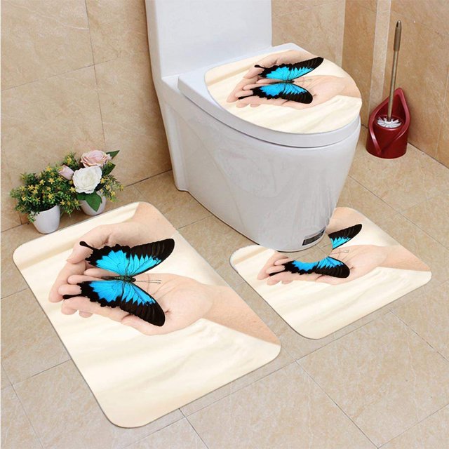 ABPHQTO Nutre tu libertad Juego de alfombras de baño de 3 piezas Alfombra de baño Alfombra de contorno y tapa de inodoro ABPHQTO Cont-CHAPPLE-10989