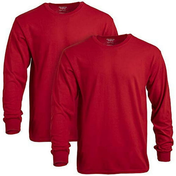 Gildan Men's DryBlend Long Sleeve T-Shirt, Style G8400, 2-Pack, Red, Large