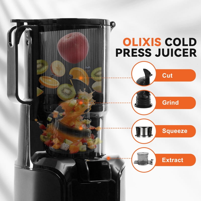 Gianna Cold Press Juicer, Masticating Juicer Machines with Wide Feed Chute, High Juice Yield and Easy to Clean for Whole Vegetables & Fruits, Black