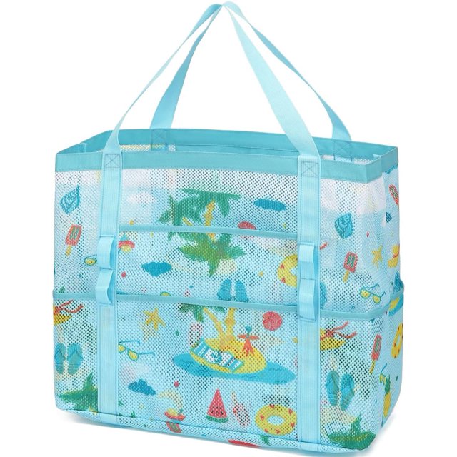 Mesh Beach Bag, Extra Large Beach Tote with Zipper Pocket Pool Bag for Cruise/Swim/Vacation Essentials