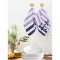 thumbnail image 2 of Anchor Purple Kitchen Dish Towels for Drying Dishes Set of 3, Modern Navy Blue White Striped Nautical Waffle Weave Microfiber Hand Tea Bathroom Towels Quick Dry & Absorbent Towel 12x12, 2 of 7