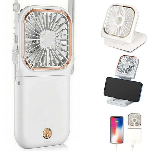 Ventilador de Mano Portátil, Mini Ventilador Recargable con 3 Velocidades,Ventilador de Escritorio por USB 3000 mAh, para Oficina, Hogar, Al Aire Libre(Actualizado, Blanco)