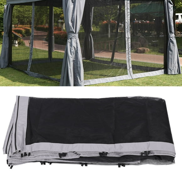 Grey Canopy Mesh Sidewall, Outdoor Gazebo Canopy Netting with Zipper, Universal Replacement 4-Panel Screen Walls, Breathable Net for Backyard Garden Patio Exhibition