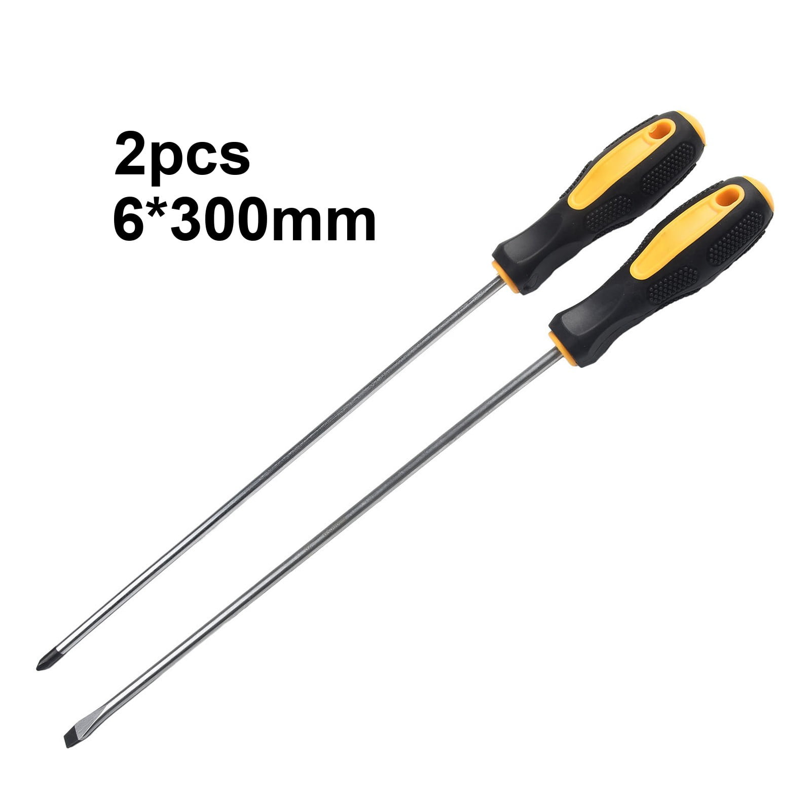 12Inch Long Slotted Cross Screwdriver Magnetic Screwdriver with Rubber Handle 2pcs set