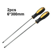 12Inch Long Slotted Cross Screwdriver Magnetic Screwdriver with Rubber Handle 2pcs set