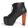 thumbnail image 6 of Jeffrey Campbell Lita Black Distressed Leather Wood Heel Platform Lace Up Boot (9.5), 6 of 6