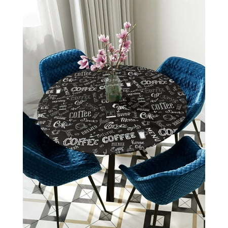 

Round Fitted Tablecloth Coffee Bean Milk Elastic Edged Table Cover Protector Cloth Waterproof Polyester Rectangle Table Cover 40 -44