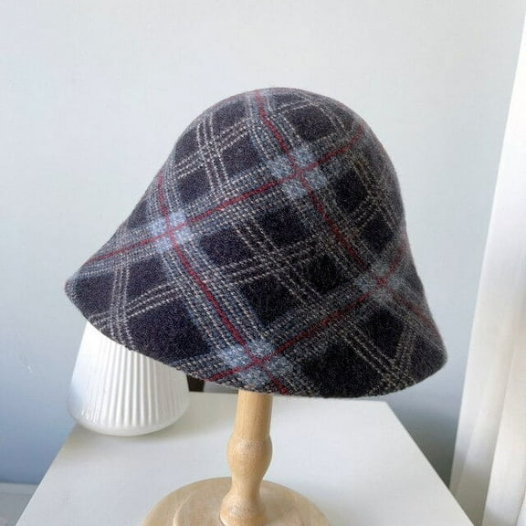 CoCopeaunt Autumn And Winter Australian Wool Bucket Hat, Female Art Jacquard Fisherman Hat, Retro-Geometric Matching Basin Hat