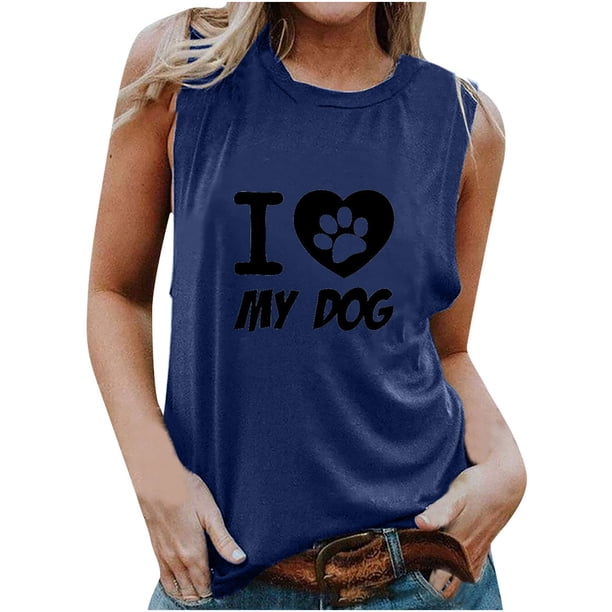 Tops casuales sexys de verano sin mangas para mujer Tops de chaleco sin mangas con estampado de cuello redondo regular Pompotops lopia994762