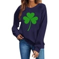 thumbnail image 4 of St Patricks Day Sweatshirt for Women Green Shamrock Printed Shirts Casual Long Sleeve Crew Neck Pullover Tops (XL, Navy), 4 of 6