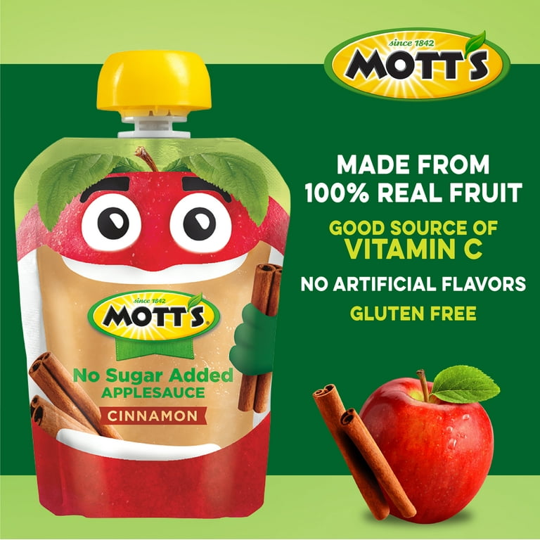 Mott's No Sugar Added Cinnamon Applesauce, 3.2 oz, 48 Count