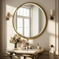 thumbnail image 2 of BEAUTYPEAK 24" Round Bathroom Mirror Vanity Mirror Wall Mounted With Beaded Frame,Gold, 2 of 10