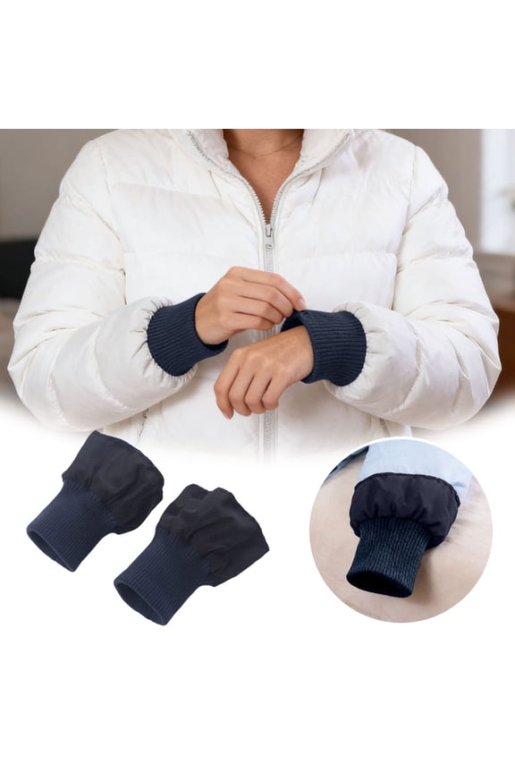 1 Pair Down Coat Windproof Cuffs, Thick Elastic Ribbed for Puffer Jacket Sleeve, Self Hand Sewing Tubular Knit Stretchy Ribbing Replacement Material for Coat, Sweatshirt, and Padded Jacket