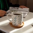 thumbnail image 2 of Juego de tazas de cerámica personalizadas de 3 colores con líneas azul verdosas pintadas a mano - Tazas de desayuno de 380 ml, 2 of 2