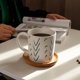 thumbnail image 2 of Juego de tazas de cerámica personalizadas de 3 colores con líneas azul verdosas pintadas a mano - Tazas de desayuno de 380 ml, 2 of 2
