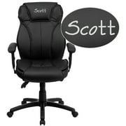 Flash Furniture Personalized High Back Black LeatherSoft Multifunction Executive Ergonomic Office Chair with Lumbar Support Knob and Arms