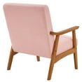 thumbnail image 5 of UBesGoo Mid Century Retro Accent Chair, Wood Frame Arm Chair, Teddy Velvet Fabric Modern Lounge Chair for Living Room Bedroom Balcony Pink, 5 of 9