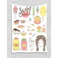 thumbnail image 1 of Sweet Dreams Tapestry, Teen Girl Dreaming About Sweets Food Doodle Characters Kawaii Cartoon Faces, Wall Hanging for Bedroom Living Room Dorm Decor, 40W X 60L Inches, Multicolor, by Ambesonne, 1 of 2