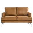 thumbnail image 3 of Modway Evermore Modern Style Vegan Leather and Metal Loveseat in Tan, 3 of 8
