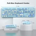 thumbnail image 3 of MOFII Wireless Keyboard and Mouse Combo, Blue Retro Keyboard with Round Keycaps, 2.4GHz Dropout-Free Connection, Cute Wireless Mouse for PC/Laptop/Mac/Windows XP/7/8/10 (Blue-Colorful), 3 of 7