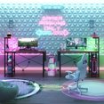 thumbnail image 3 of Bestier Bureau de Jeu à DEL de 44 Pouces avec Prises, Bureau d'Ordinateur avec Étagères de Rangement pour Adultes, 3 of 10