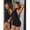 Black, variant on Black X GloRilla High Neck Backless Ruffle Mini Bodycon Dress Club Night