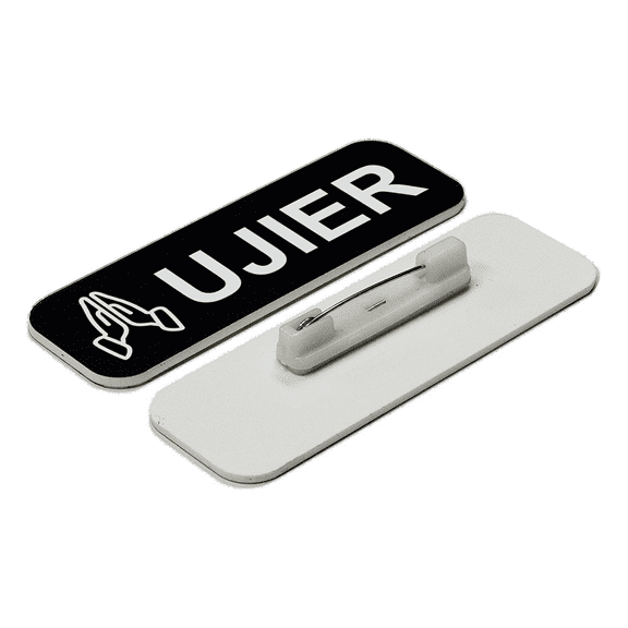 Ujier 1 x 3" Name Tag/Badge, Black, Praying Hands (3 Pack)