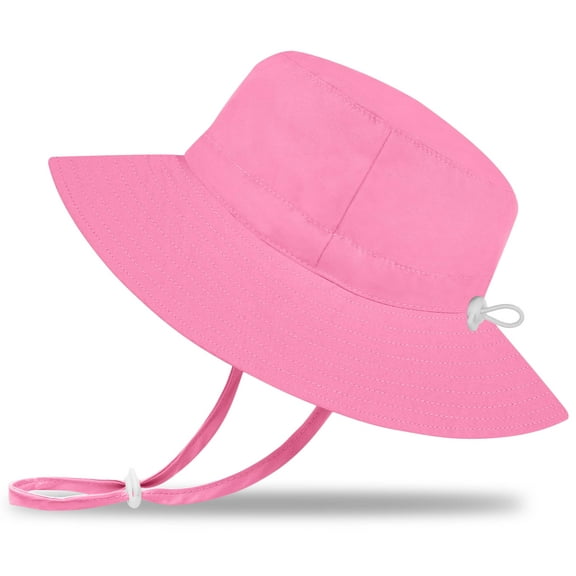Protective Baby Sun Hat With UPF 50  Protection Adjustable Infant Summer Beach Bucket Hats For Boy & Girl Breathable Toddler Swim Pool Play Sunhat With Wide Brim 2-5 Years Pink (50-54 cm)